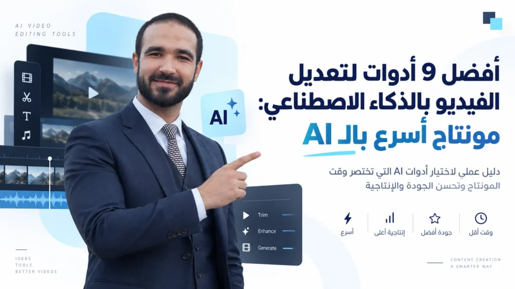 أفضل 9 أدوات لتعديل الفيديو بالذكاء الاصطناعي مونتاج أسرع بالـ AI