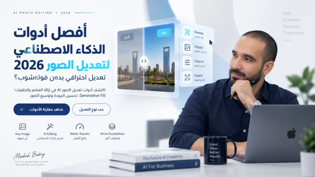 أفضل أدوات تعديل الصور بالذكاء الاصطناعي 2026: تعديل احترافي بدون فوتوشوب؟